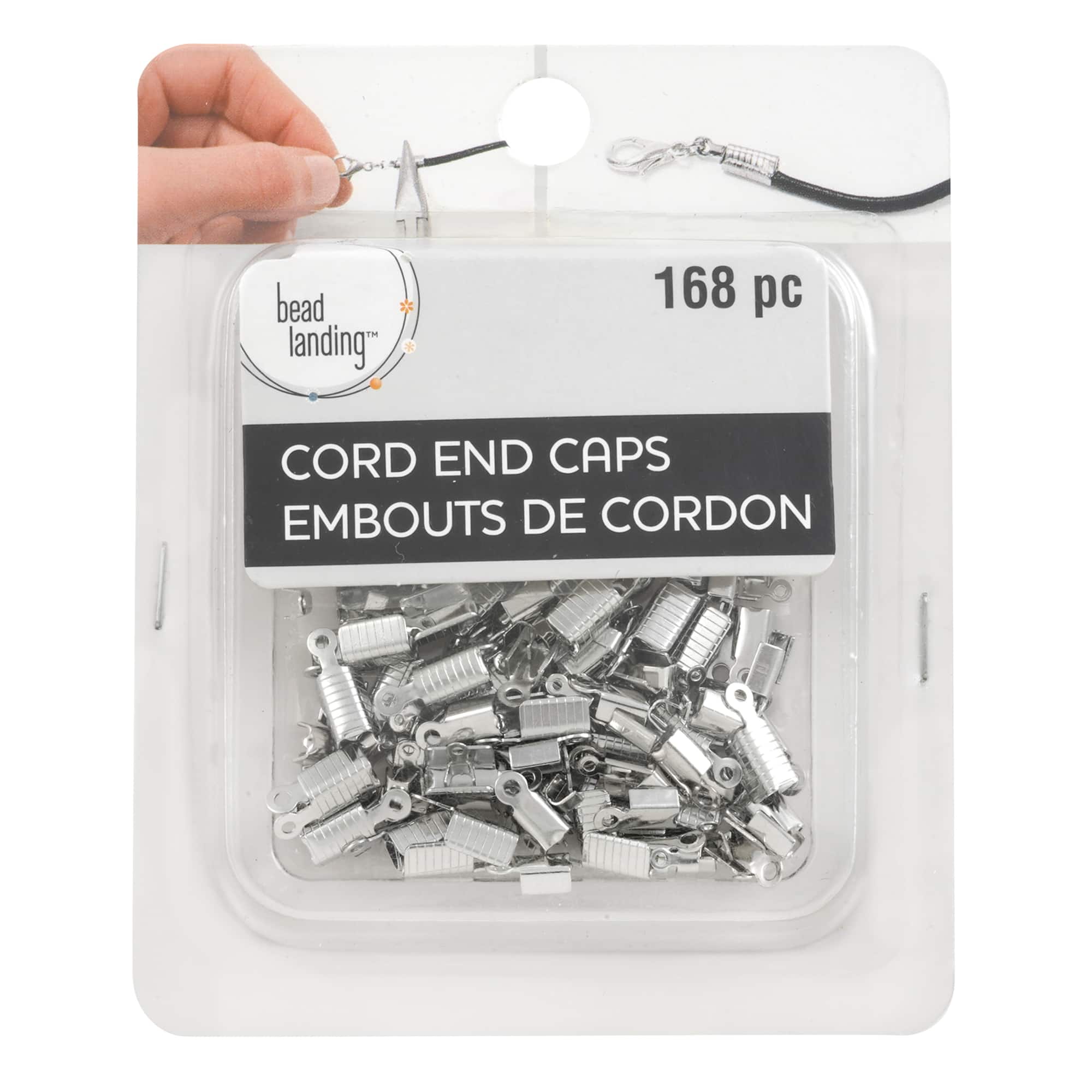 Silver Grooved Crimp Cord End Cap Mix by Bead Landing®